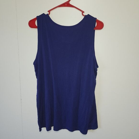 Croft & Barrow Womens Sleeveless Blouse Blue Size L Button Accent Front Casual - Picture 2 of 5